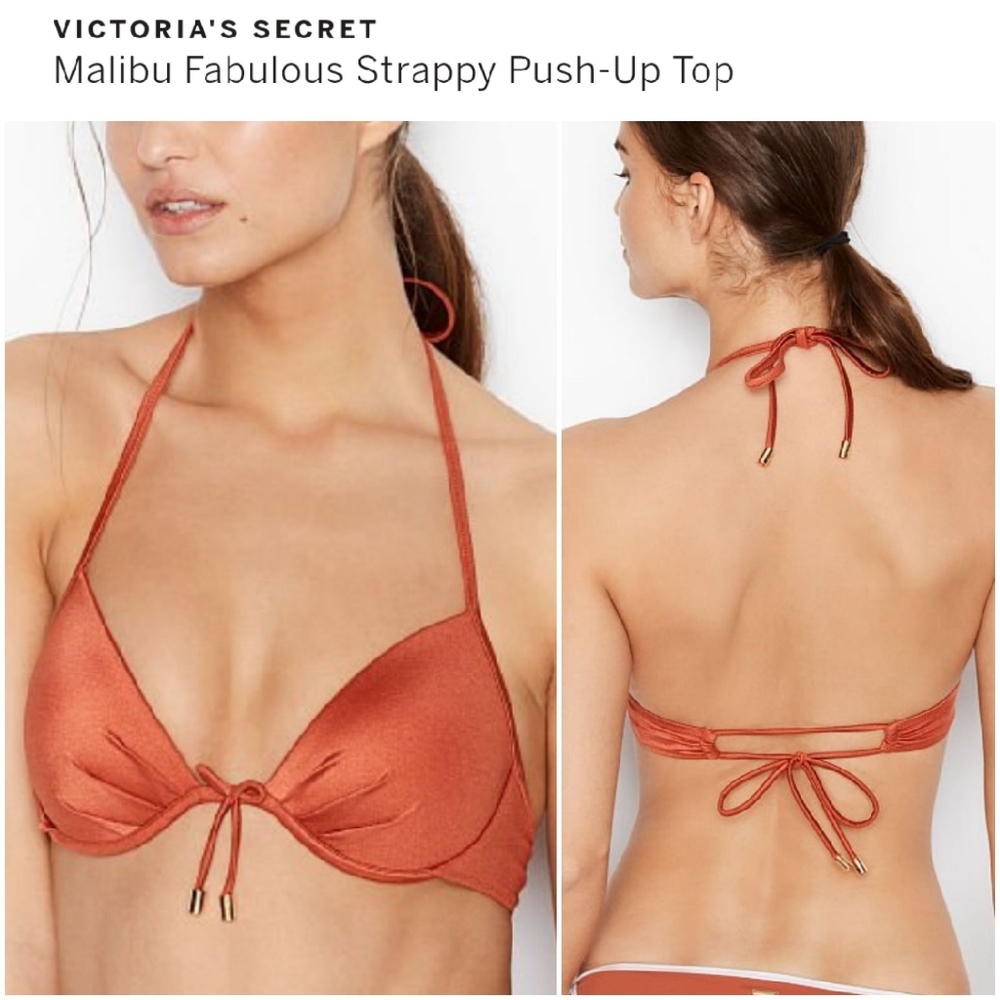 Victoria's secret malibu fabulous strappy push up bikini swim top 38 C